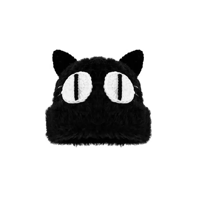 木林森 可爱卡通大眼猫耳毛绒针织加厚保暖护耳 腈纶 绒线帽 男女同款情侣款