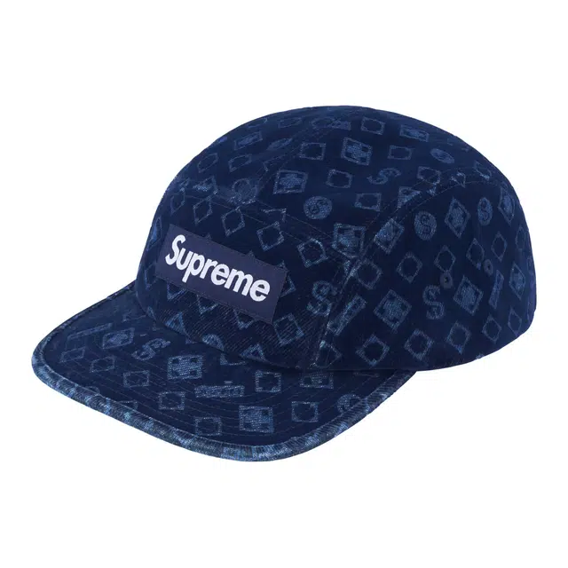 Supreme FW24 Flocked Denim Camp Cap