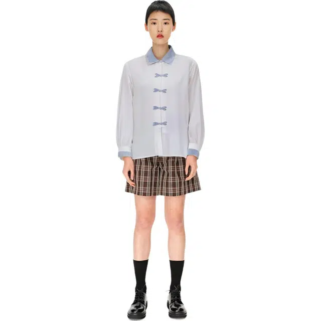 森女部落 原创甜美气质通勤衬衫内搭秋冬 女款 白色