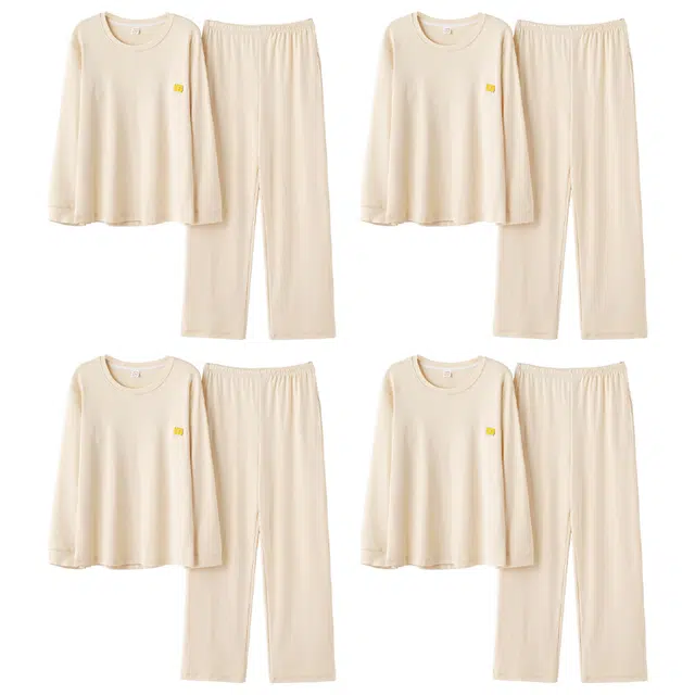 莫代尔 纯色透气可爱纯色家居服睡衣套装 女款 图片色