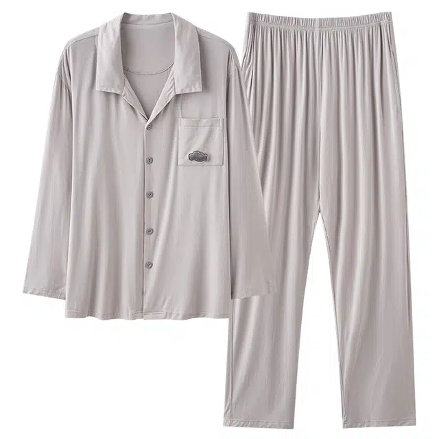 帕兰朵 简约翻领开衫家居服睡衣套装 男款