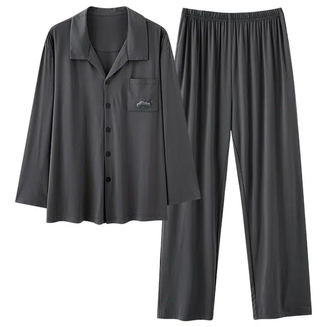 帕兰朵 简约翻领开衫家居服睡衣套装 男款