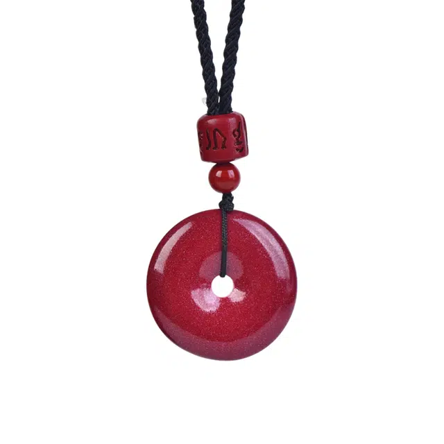 石在行 高含量 复古 平安转运纳福 国潮新中式 平安扣 再造辰砂朱砂 吊坠 男女同款情侣款