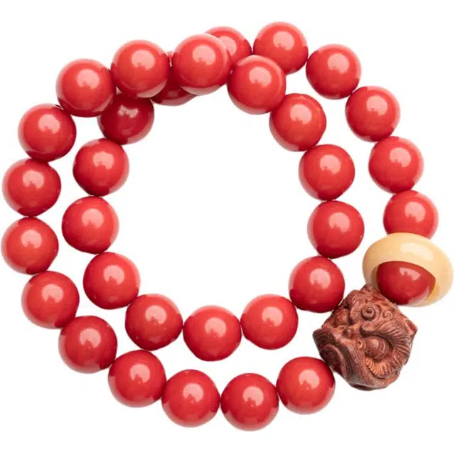仙源 醒狮 红红火火新中式文玩圆珠 平安福 菩提根 手串 男女同款情侣款