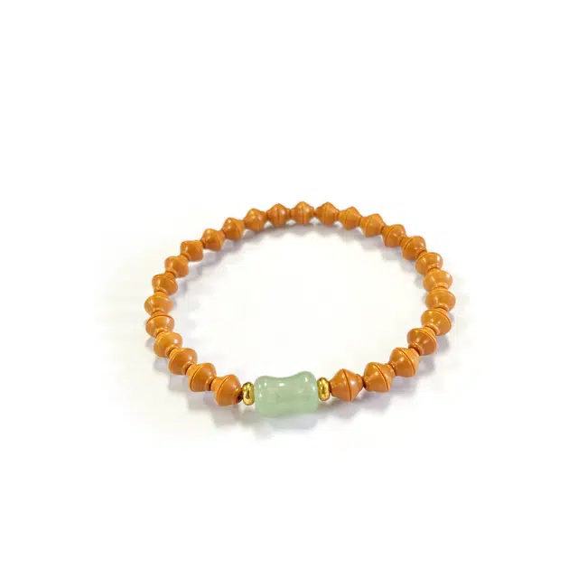 琉堇 新中式大师做单圈简约文玩东陵玉 金饭碗串珠 水逆退散 正缘桃花转运珠 橄榄核 手串 男女同款情侣款