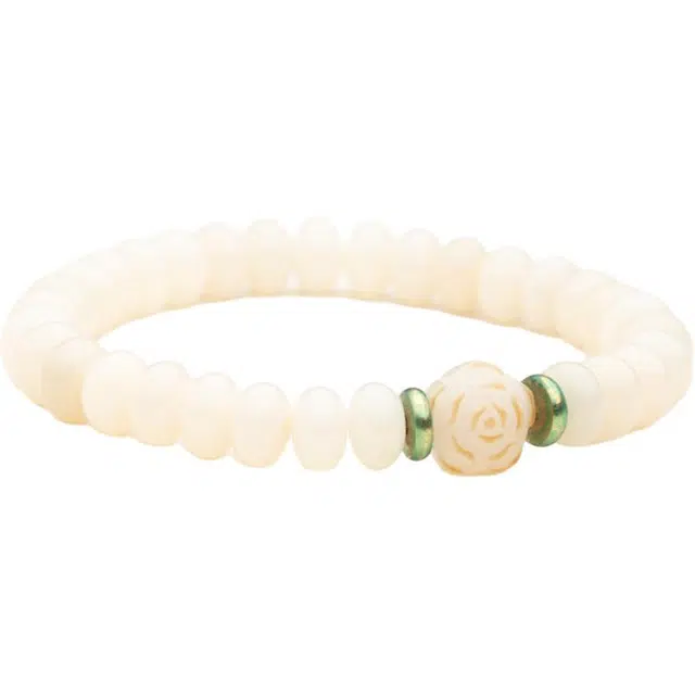 仙源 山茶花  高级感轻奢新中式文玩念珠 平安福 节日生日送礼盒物 白玉菩提 手串 男女同款情侣款