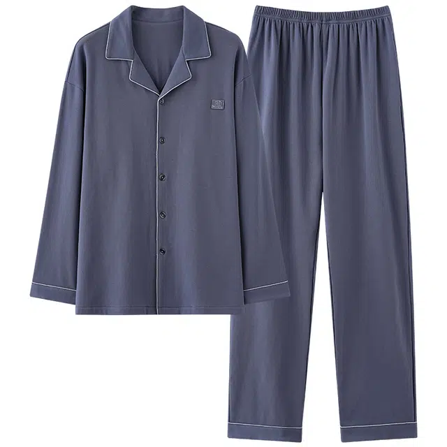 帕兰朵 简约翻领开衫家居服睡衣套装 男款