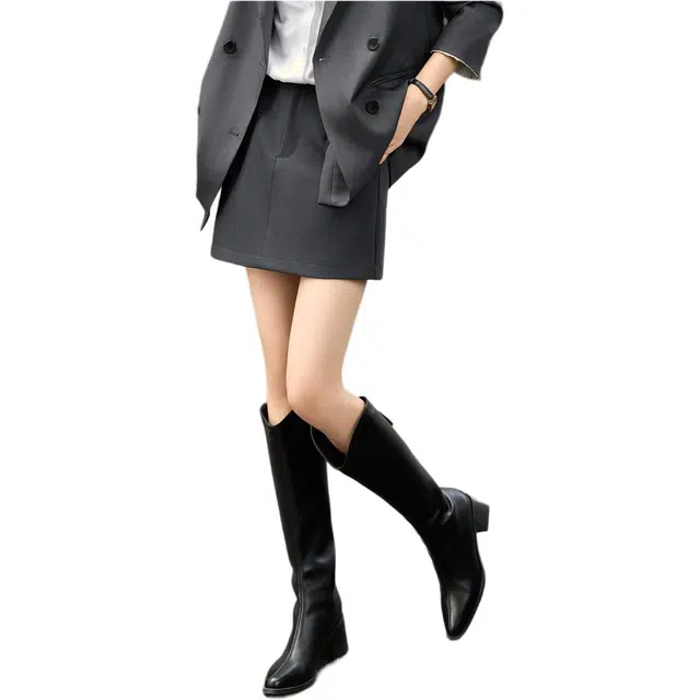 沫晗依美 简约百搭舒适休闲短裙 女款 麻灰色