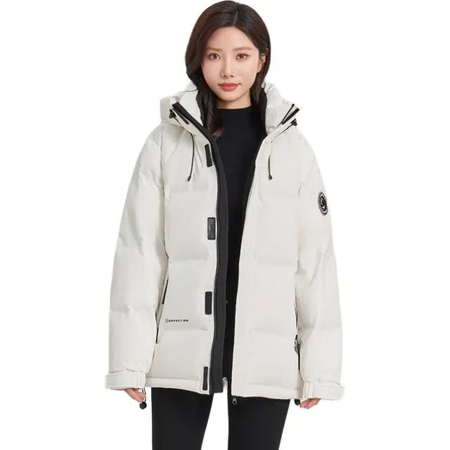 雅鹿 连帽保暖纯色舒适时尚百搭长袖羽绒服 男女同款