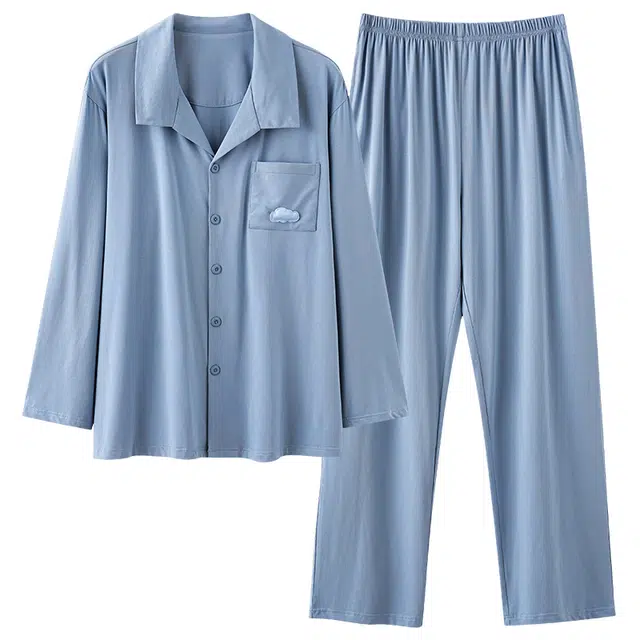帕兰朵 简约翻领开衫家居服睡衣套装 男款