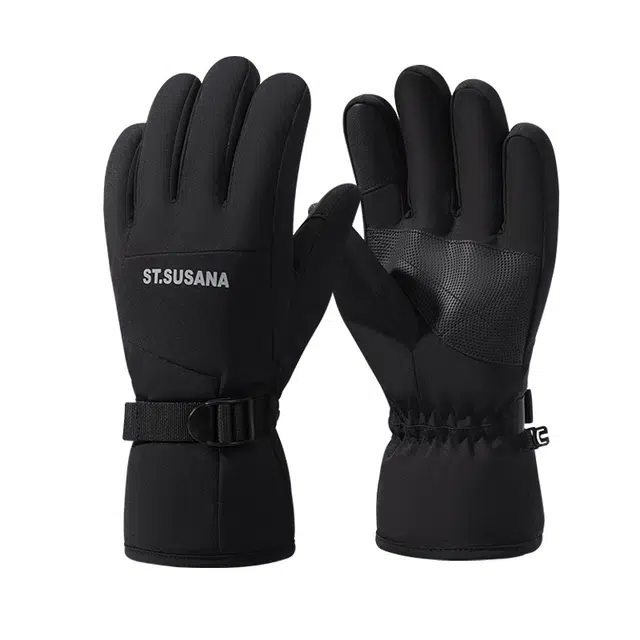 俞兆林 冬季女士滑雪玩雪防寒加绒加厚骑行保暖可触屏冬天雪山防泼水 聚酯纤维 手套 男女同款情侣款