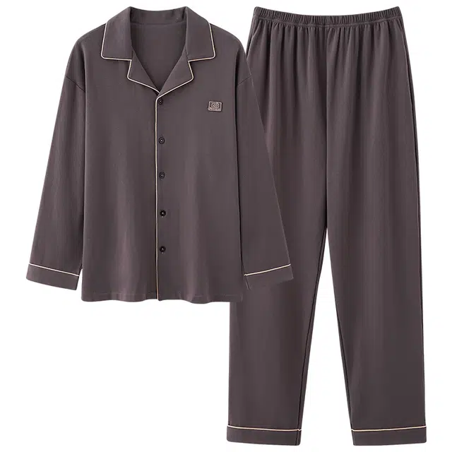 帕兰朵 简约翻领开衫家居服睡衣套装 男款