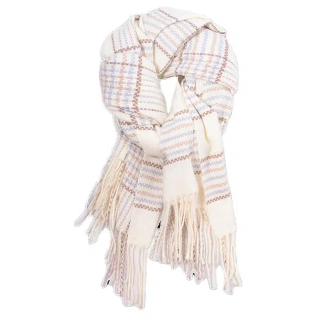 木林森 小众设计感可爱韩版百搭加厚保暖格子披肩外搭 绒线围巾 男女同款情侣款