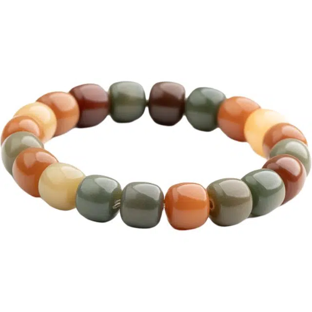 仙源 多彩多宝桶珠 新中式文玩念珠 平安福手链 菩提根 手串  男女同款情侣款