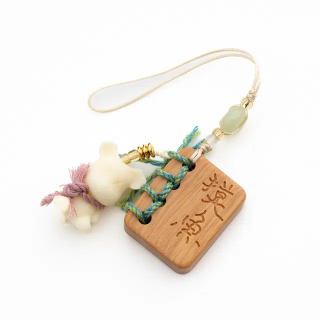 仙源 小熊手机 可爱精致手机挂绳挂饰 檀木 挂件 男女同款情侣款