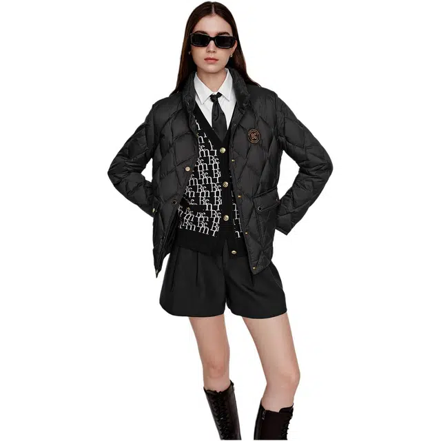 比音勒芬 休闲菱格防风保暖立领简约羽绒服 女款