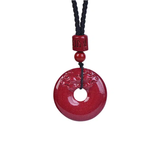 石在行 高含量 复古 平安转运纳福 国潮新中式 貔貅平安扣 朱砂 吊坠 男女同款情侣款