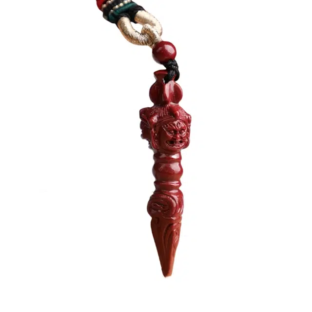 凯真 藏式民族风三面普巴降魔金刚杵 国潮中式经典复古简约个性 朱砂 吊坠 男女同款情侣款