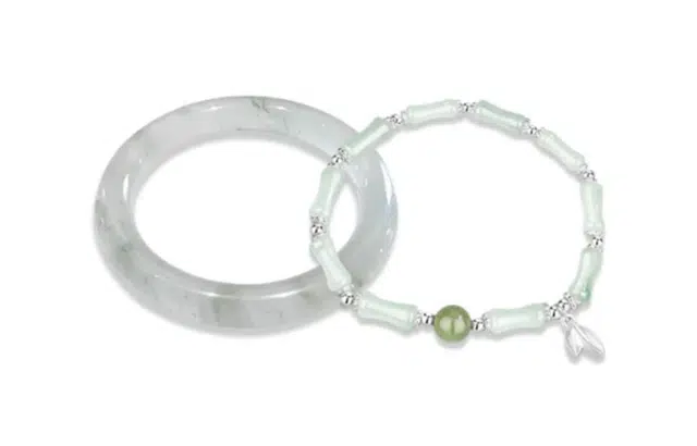 尚银福 爱恋心动系列 新中式复古温柔大方古典清冷感竹节串珠素圈一步一响叮当镯轻奢文艺小清新创意百搭 琉璃 手镯 女款