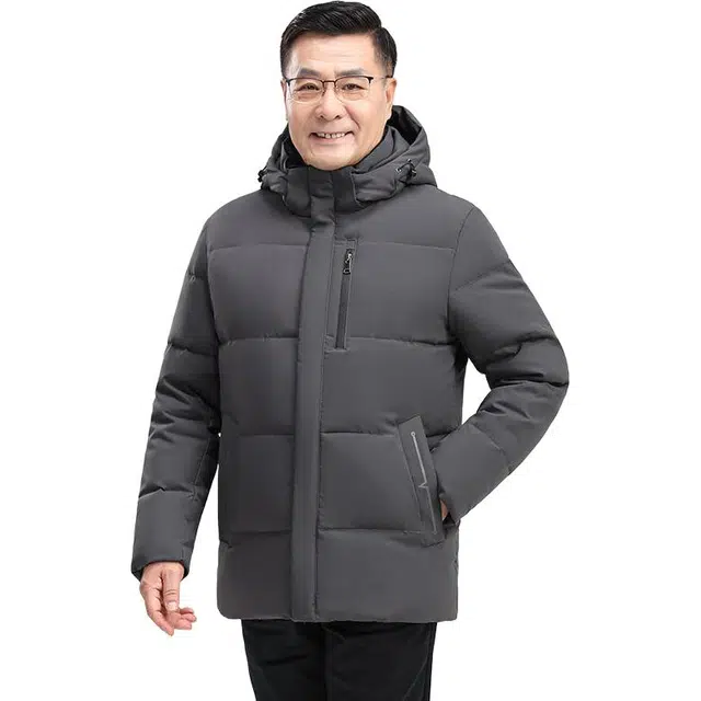 雅鹿 加厚保暖中老年爸爸装连帽羽绒服 男款
