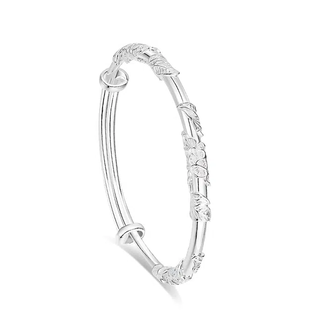 饰伴 锦簇花影 国潮新中式简约复古 设计新款气质 轻奢小众优雅精致通勤 铜镀银 手镯 女款