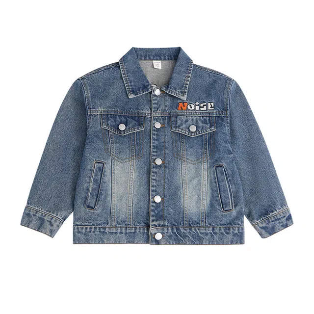 木木兔 字母单排扣翻领舒适长袖夹克外套 蓝色 青少年