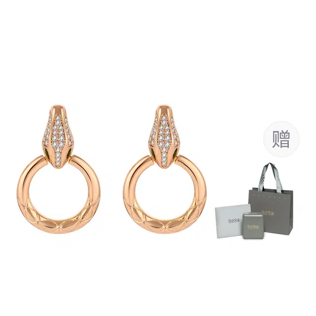 一撇一捺 美杜莎系列 精致密镶 合金 耳环 男女同款情侣款 金色