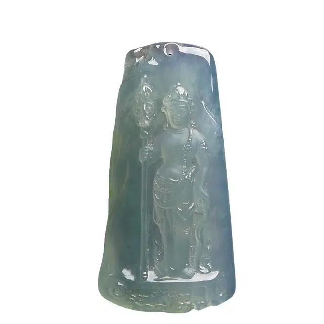 芳翠缘 [地藏王菩萨] 翡翠起胶精雕地藏王菩萨 糯种 吊坠 男女同款情侣款