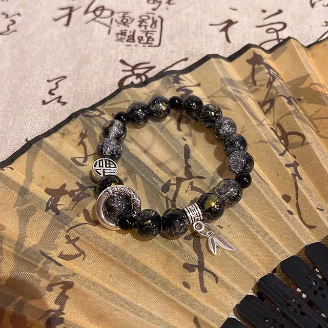 良碧 复古福字冰裂串珠古风禅意小众设计潮流高级文化气质 合金 弹力绳 仿天然石 保色电镀 手串 男女同款情侣款