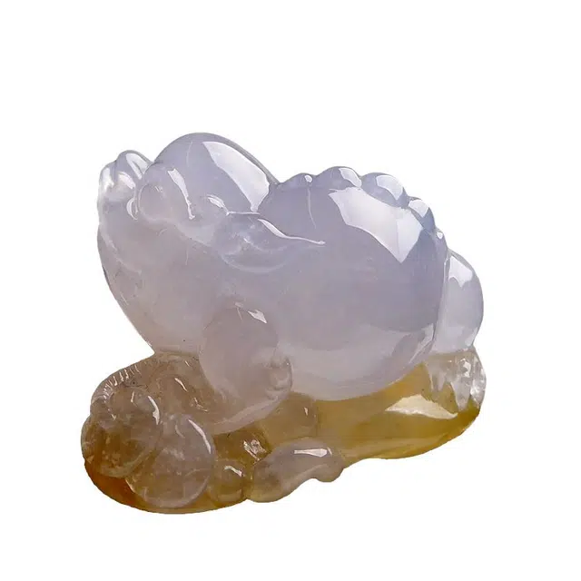芳翠缘 大师工艺三足金蟾 俏色冰黄翡 糯种 翡翠吊坠 男女同款情侣款