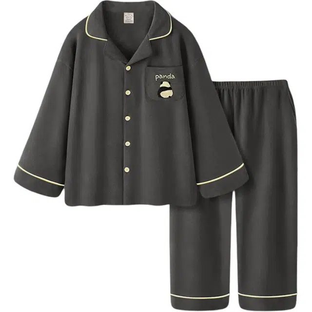 北极绒 柔软舒适简约长袖长裤睡衣套装 女款 图片色