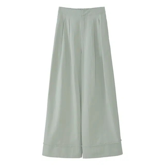 法儿家 松弛漫步夏季韩系小个子遮胯阔腿垂感休闲裤 女款