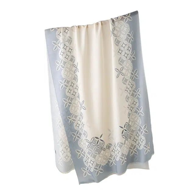 杭丝路 薄款保暖围脖图案日常户外百搭 绵羊毛 绒线围巾 女款