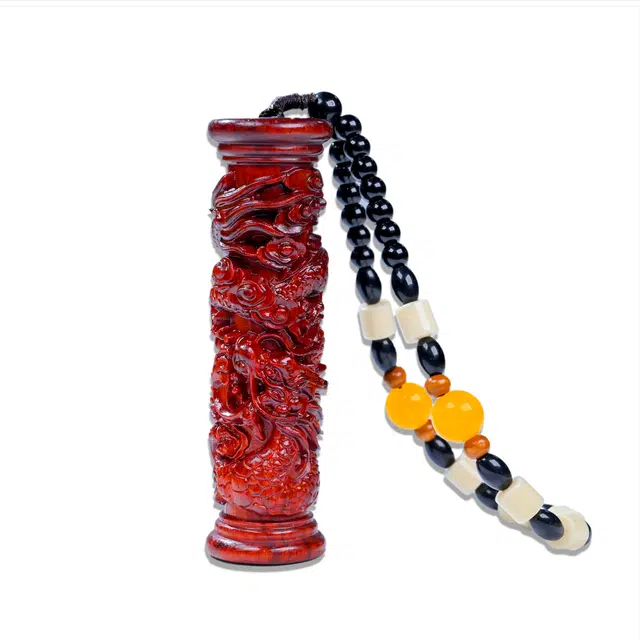 絮物 神龙盘柱 新中式国潮复古精致霸气小众设计 可盘玩车载车挂  文玩木作 紫光檀 把件 男女同款情侣款