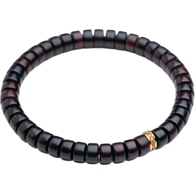 仙源 药片珠 精工直切复古新中式单圈极简手链百搭  节日生日送礼盒物平安福 紫檀属 手串 男女同款情侣款