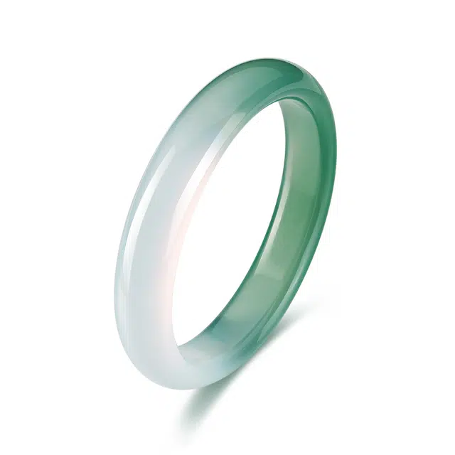 北京黄金 渐变青 新中式国风设计 清冷氛围感穿搭简约百搭 传统典雅显气质 玉髓 玉石手镯 女款