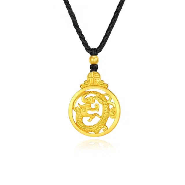 谧月珠宝 龙凤呈祥 新中式国潮国风古法传承本命年创意设计 久不掉色转运珠复古时尚日常百搭饰品 合金 吊坠 男女同款情侣款