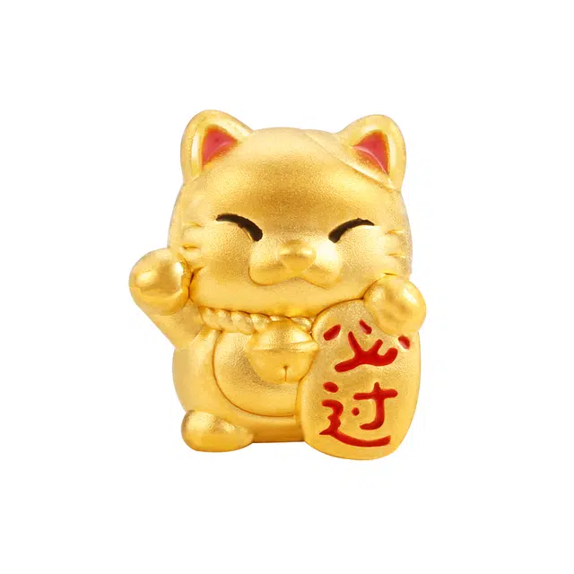 潮小金 好运喵系列 可爱猫咪转运招财纳福 足金 一口价 黄金串珠 女款