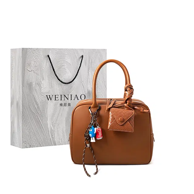 维尼奥 高级感简约百搭复古波士顿时尚气质通勤 合成革 单肩斜挎手提包 常规 女款 棕色/卡其色/白色/黑色