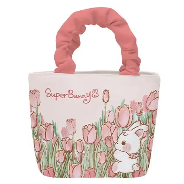 奥松 时尚休闲包小众粉色云朵包慵懒可爱上班帆布包通勤出游户外包轻便大容量包 绒面科技布 单肩斜挎手提包 女款 郁金香花海