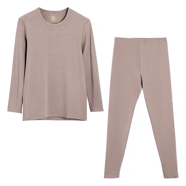 红豆 简约舒适休闲长袖上衣松紧腰长裤保暖套装 男款