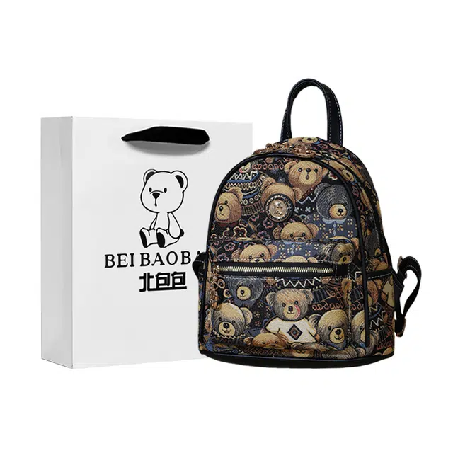 北包包 小熊休闲百搭时尚小众设计 布 双肩包 女款 多色