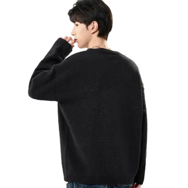 快鱼 叠穿宽松休闲慵懒长袖毛衣 男款