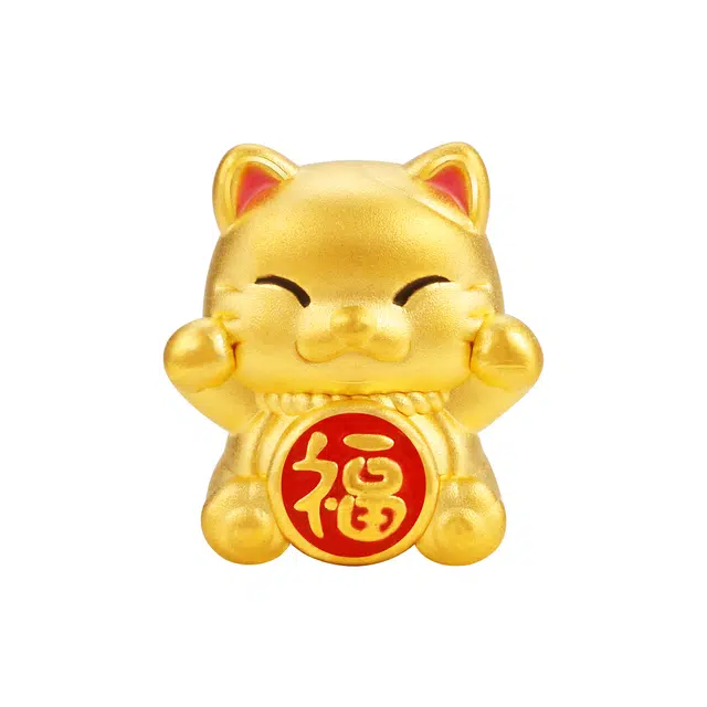 潮小金 好运喵系列 可爱猫咪转运招财纳福 足金 一口价 黄金串珠 女款