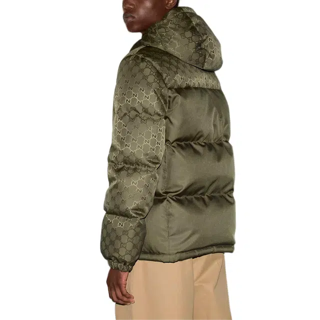 Gucci Printed Hooded Down Jacket Green