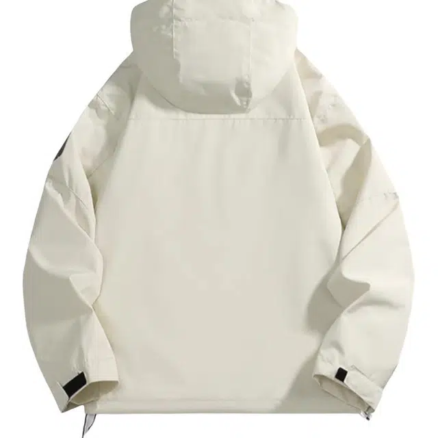 雅鹿  工装户外纯色落肩  防水防风透气耐磨冲锋衣 男女同款 奶白色