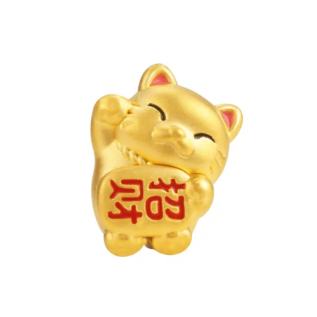 潮小金 好运喵系列 可爱猫咪转运招财纳福 足金 一口价 黄金串珠 女款