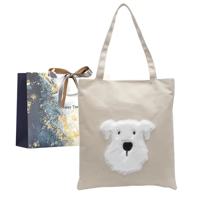 伊曼家 百搭休闲上课通勤 帆布 托特包单肩包 女款 米白色/灰色/黑色