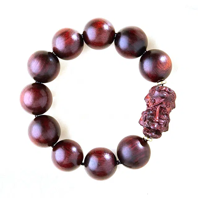 鶄鲤 老料檀香佛珠手持貔貅念珠高油密檀木质雕刻民族风 紫檀属 手串 男女同款情侣款