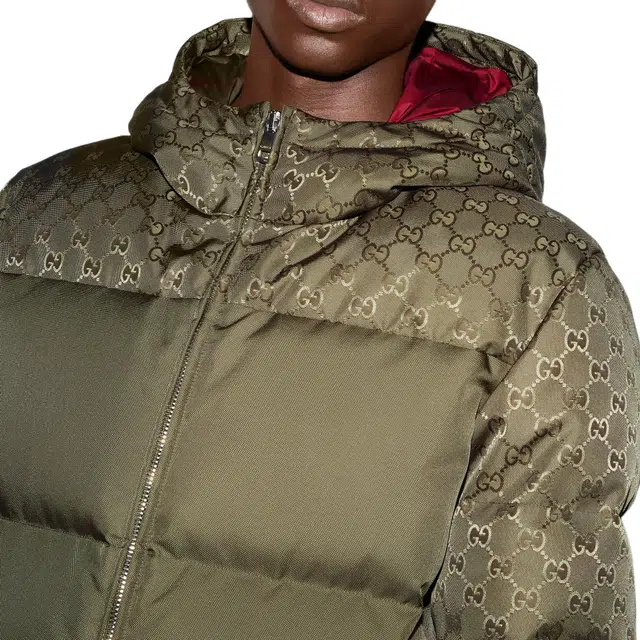 Gucci Printed Hooded Down Jacket Green